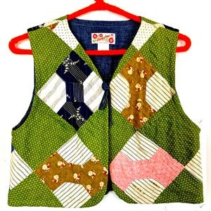 up cycled vintage hand stitched quilt vest by honeybea bombed by catchoo